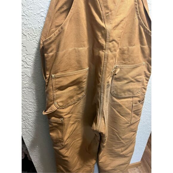Carhartt Brown Overall Bibs Men’s Size 42x32 Preowned - Discoloration-Marks - Picture 11 of 16
